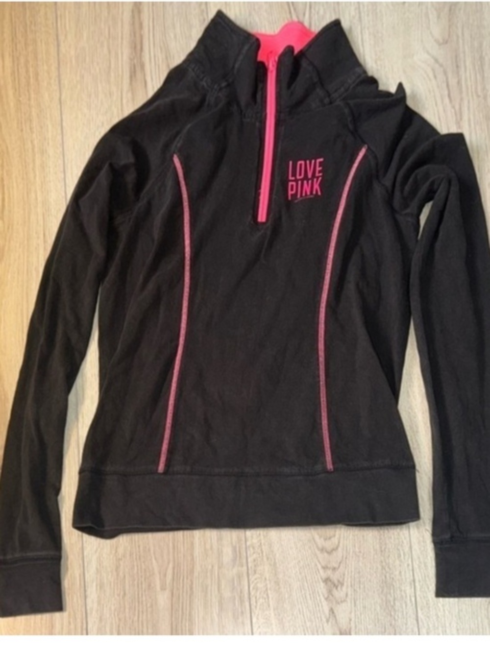 Victoria’s Secret pink black quarter zip sweatshirt sweater